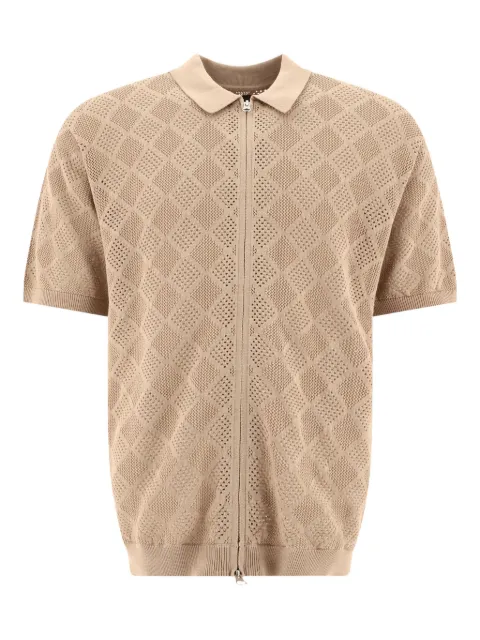 BEAMS PLUS mesh-knit zip polo shirt