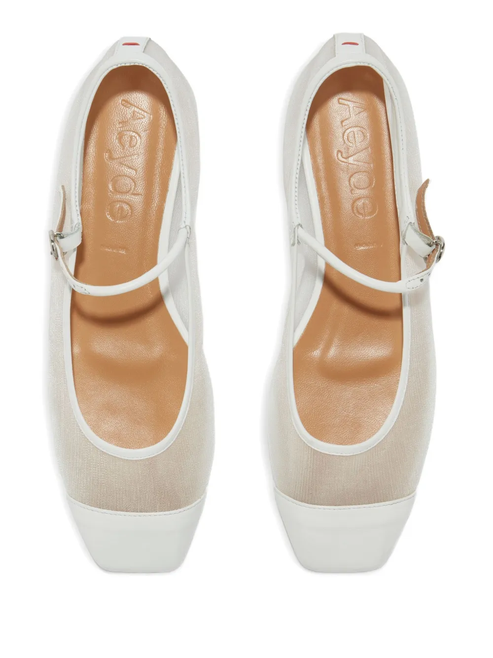 Aeyde Uma leren ballerina's met mesh Wit
