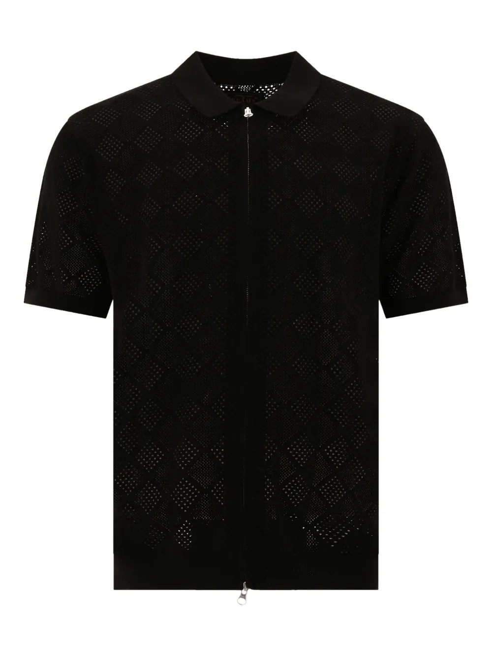 zip-front mesh polo shirt
