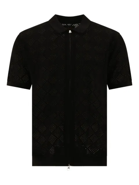 BEAMS PLUS zip-front mesh polo shirt