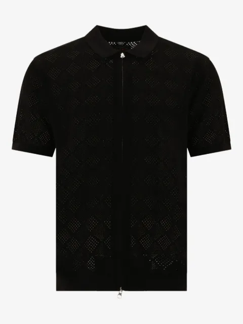 BEAMS PLUS zip-front mesh polo shirt