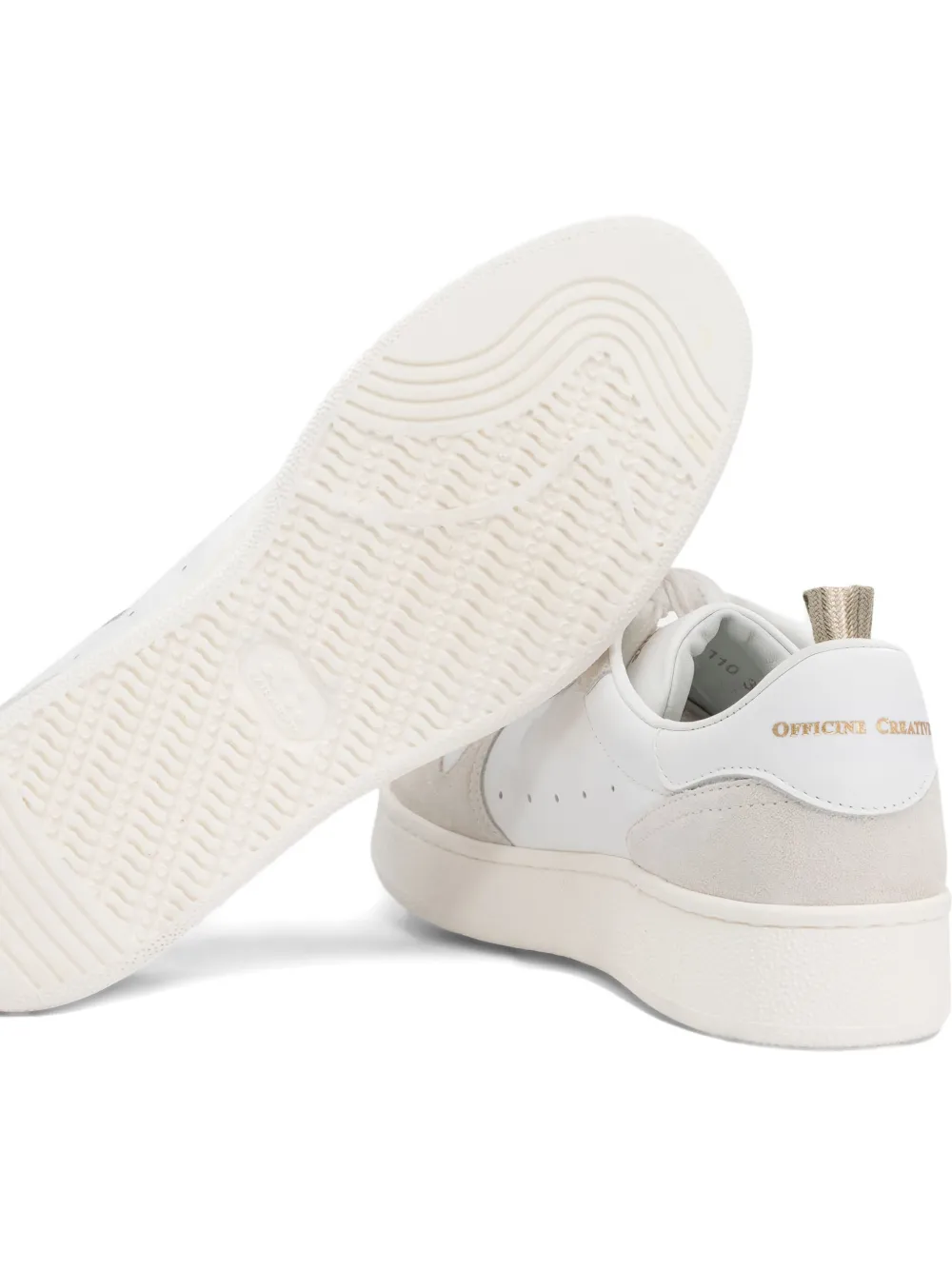 Officine Creative Perforated Suede Leather Trainers In White