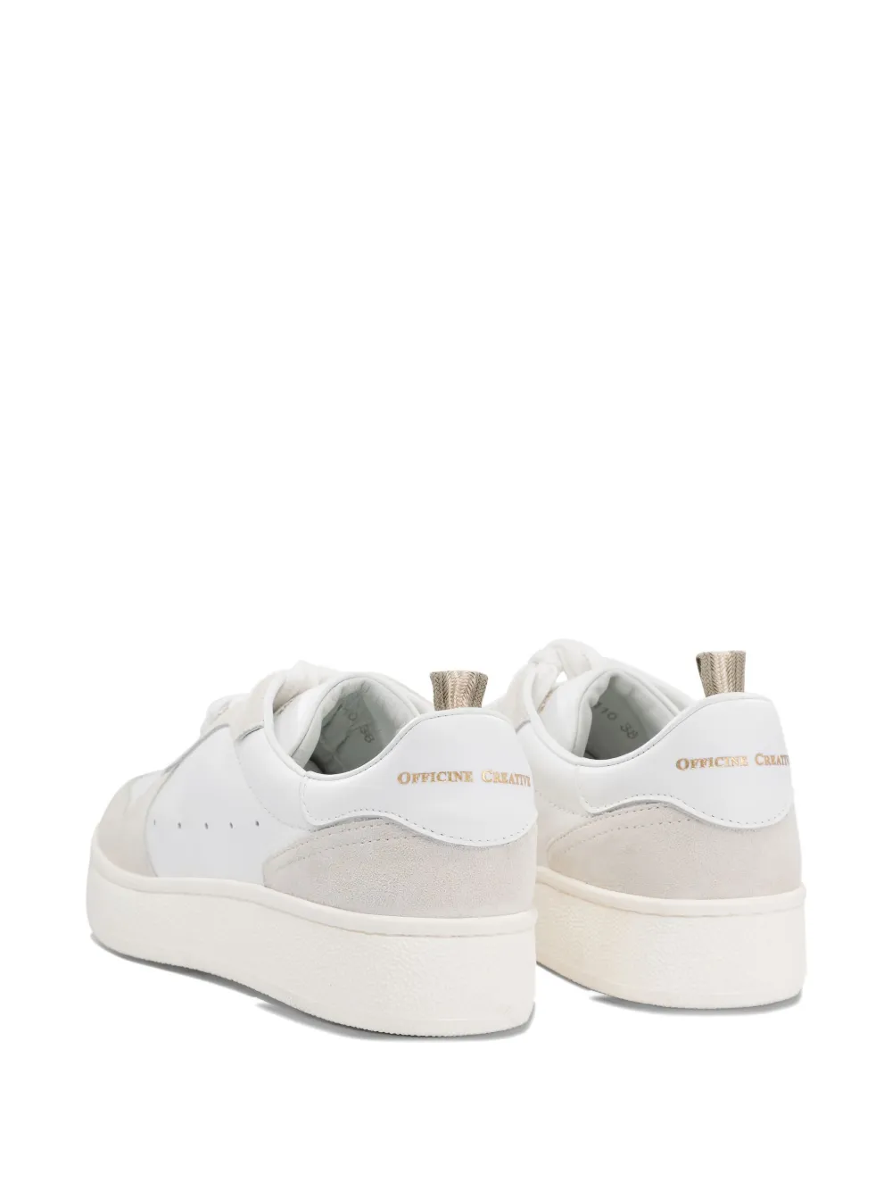 Officine Creative Perforated Suede Leather Trainers In White