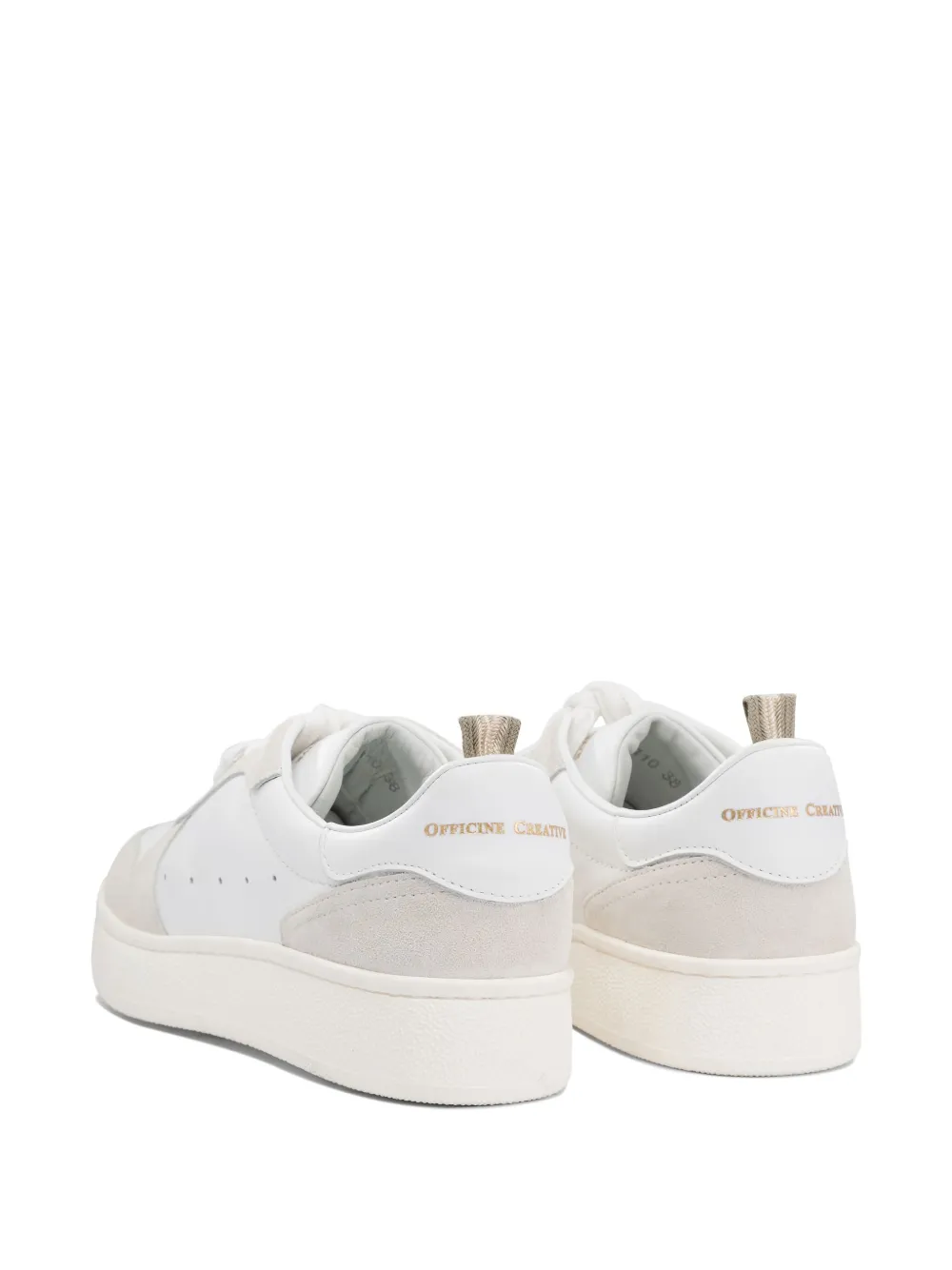 Officine Creative perforated suede leather trainers White