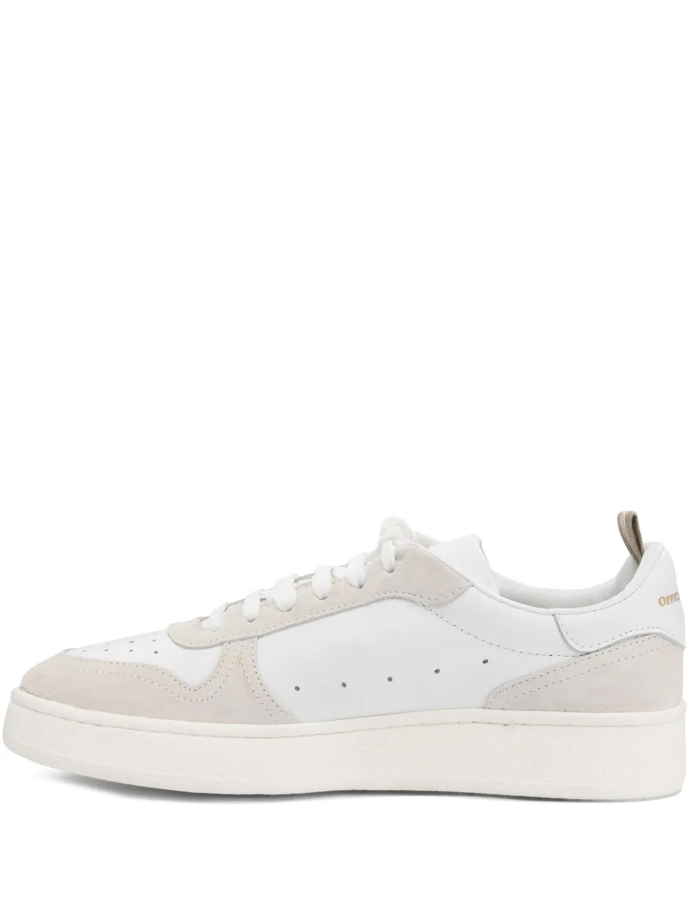 Officine Creative perforated suede leather trainers White