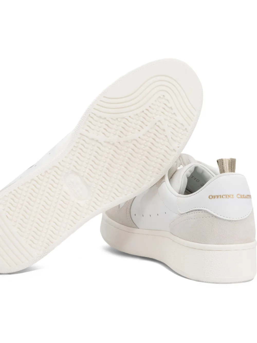 Officine Creative perforated suede leather trainers White