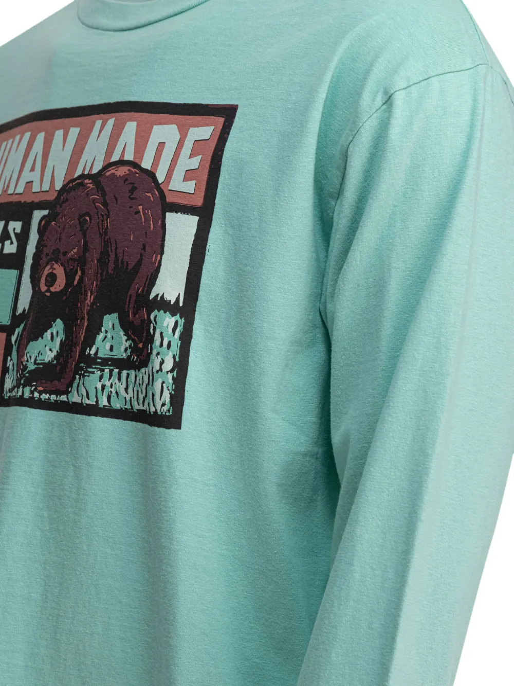 Human Made bear-graphic long-sleeve T-shirt Groen