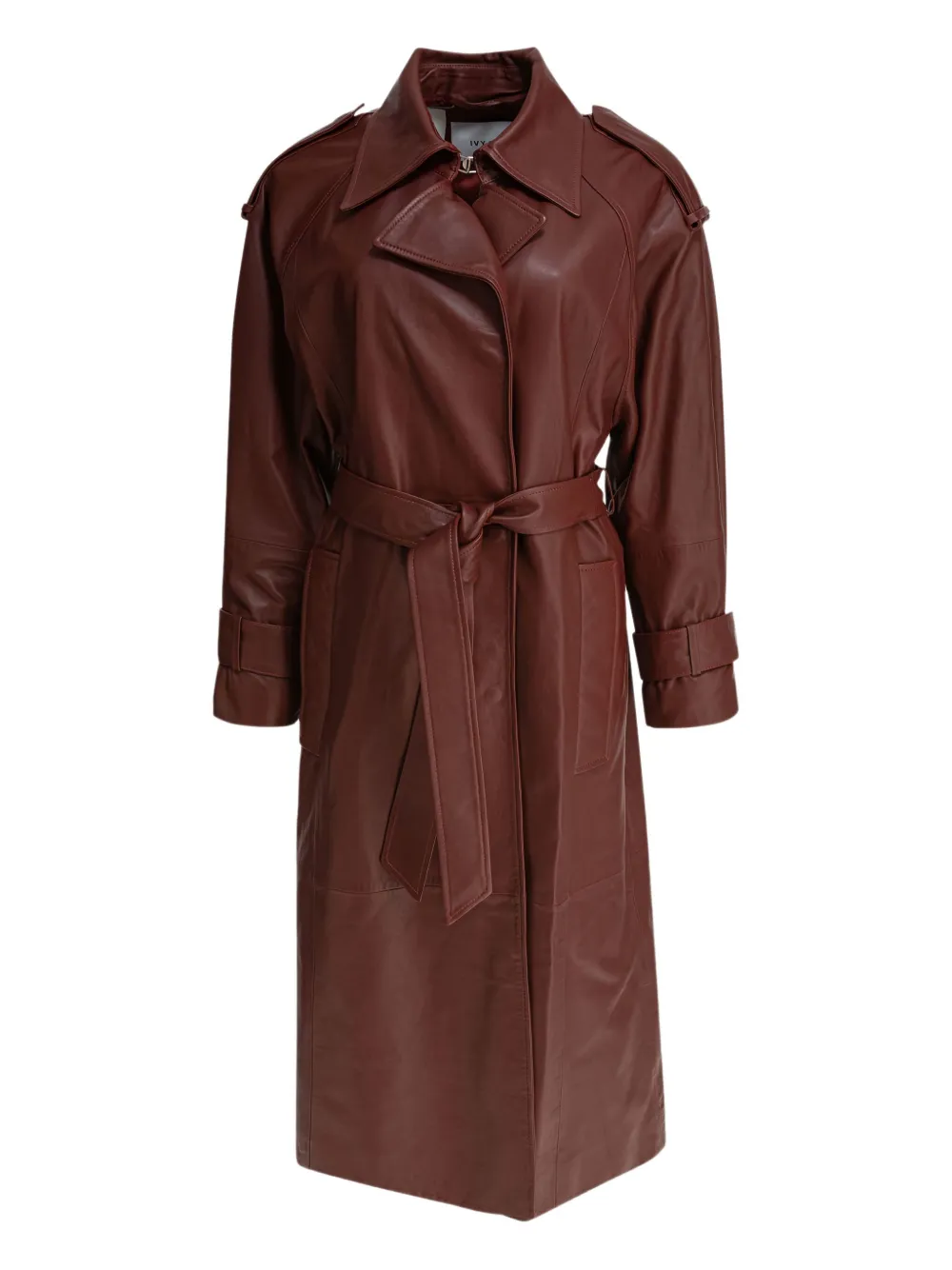 Llilith belted leather coat
