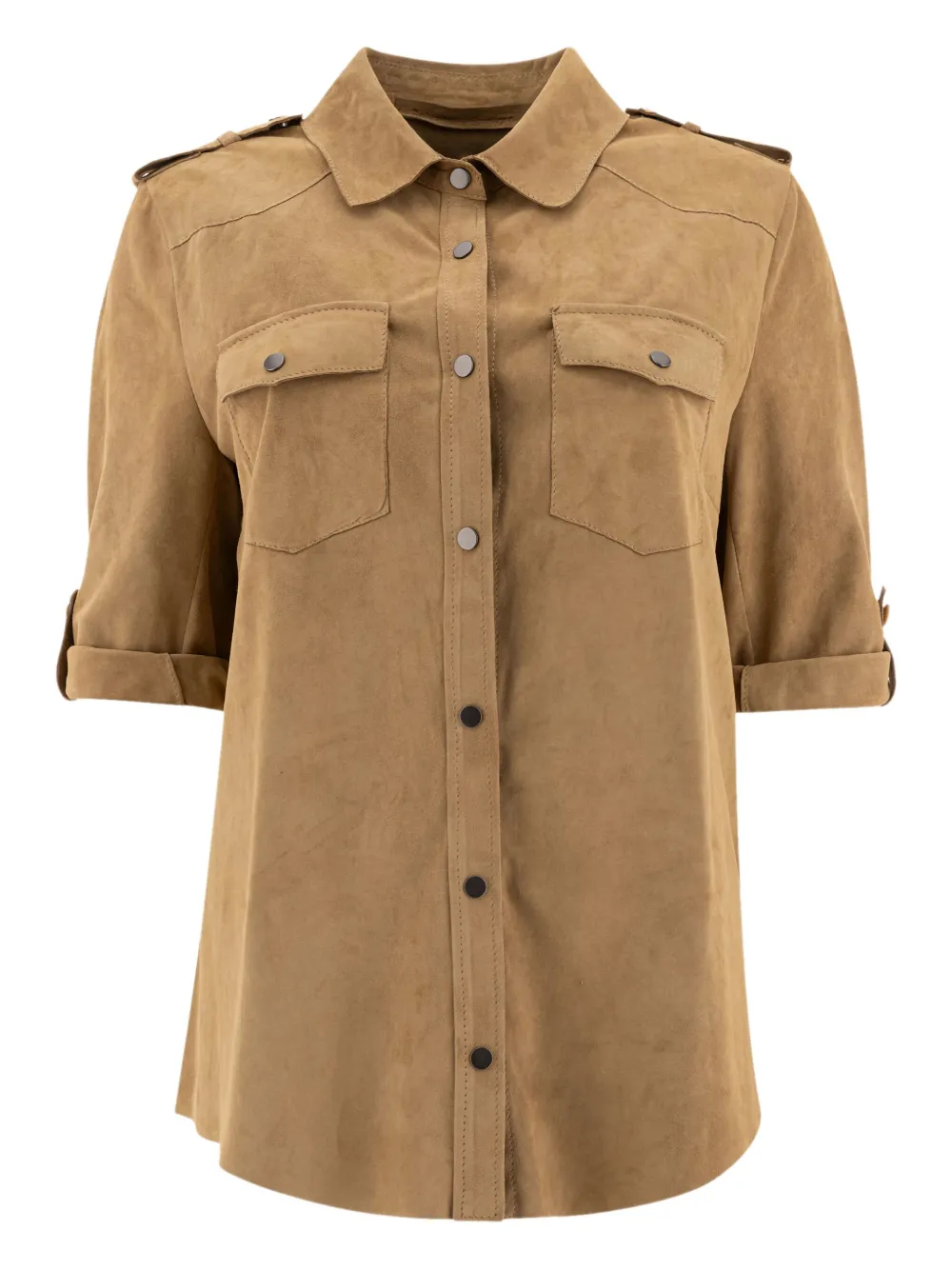 button-fastening flap-pocket shirt