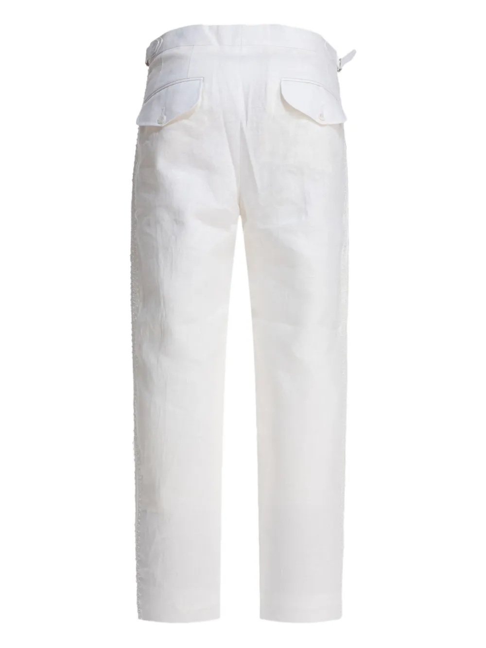 BODE crochet-insert linen trousers - Wit