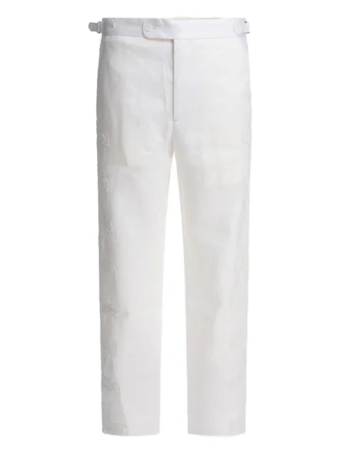 BODE crochet-insert linen trousers