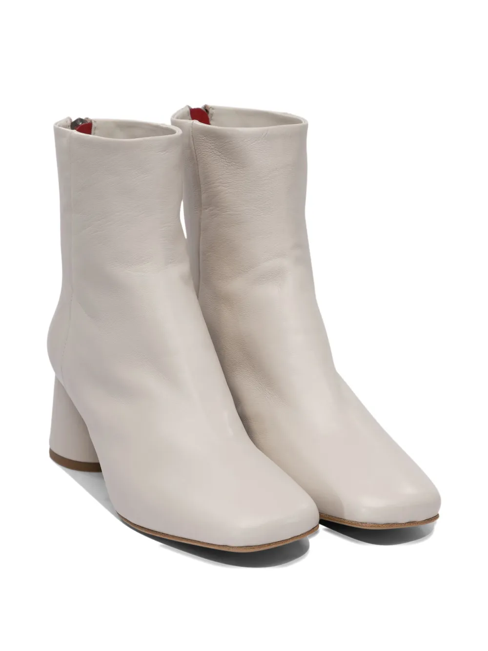 Halmanera Leather Block-heel Zip Boots In Gray