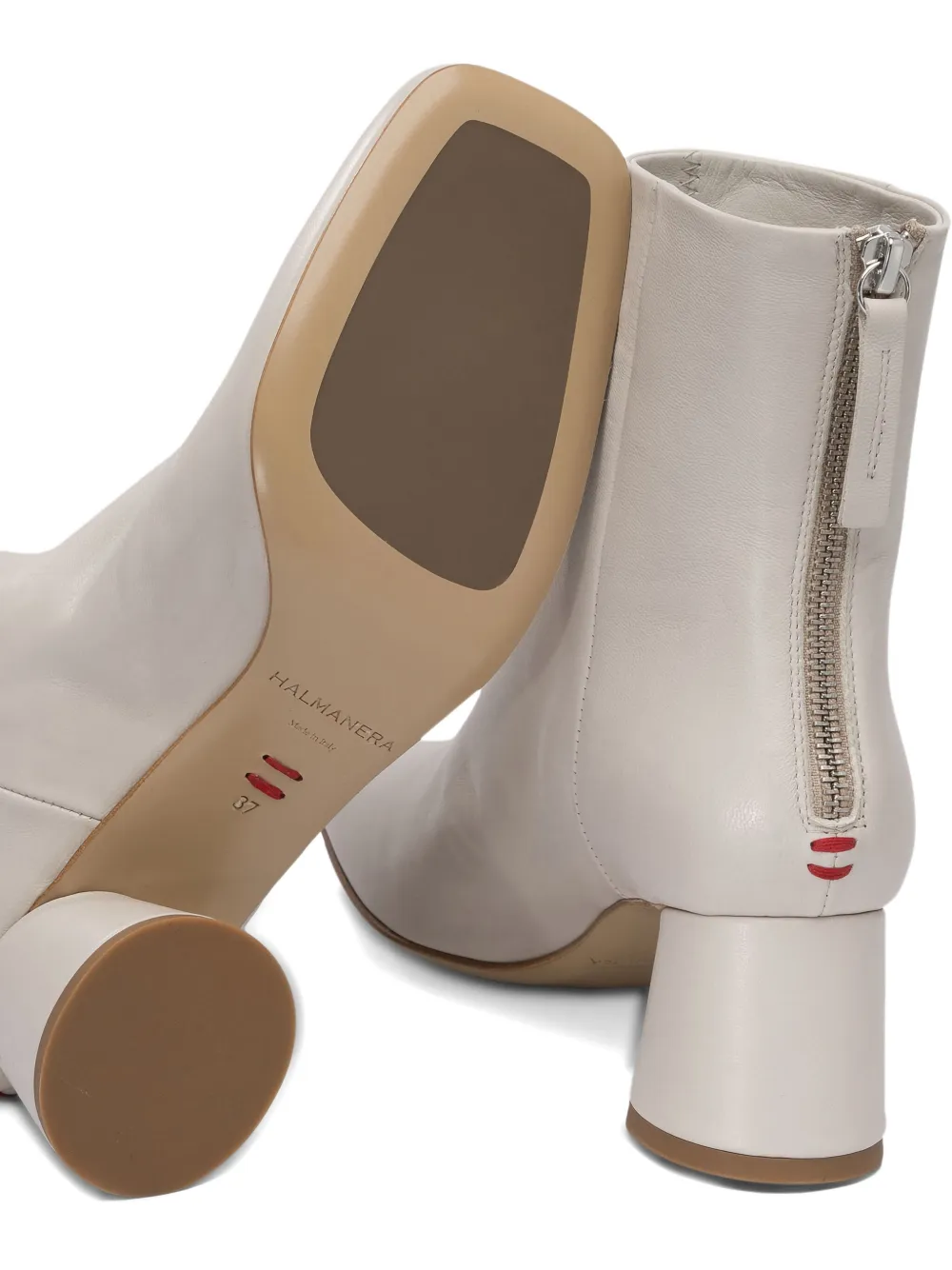 Halmanera Leather Block-heel Zip Boots In Gray