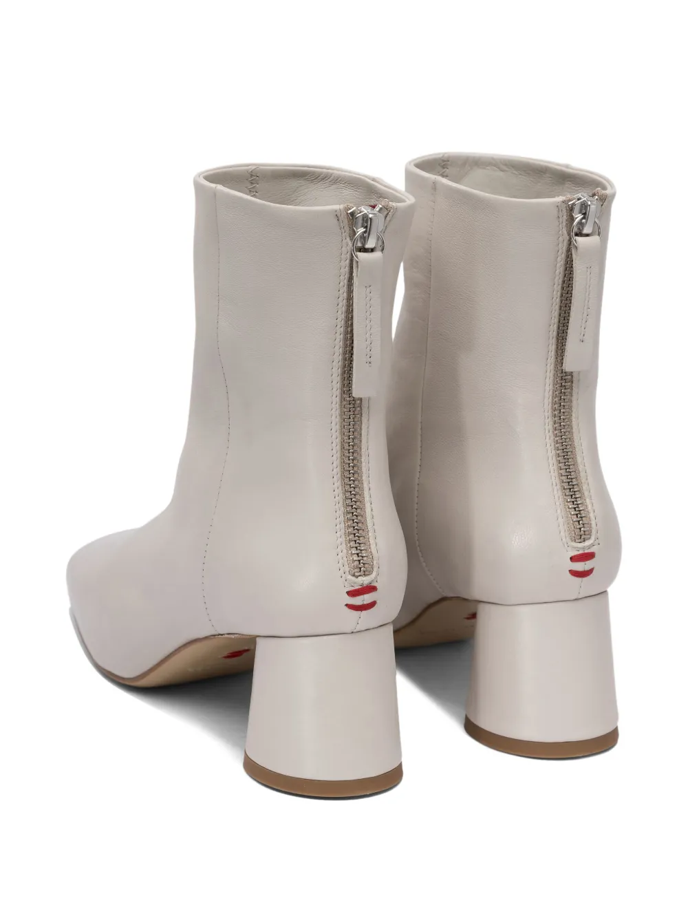 Halmanera leather block-heel zip boots Grey