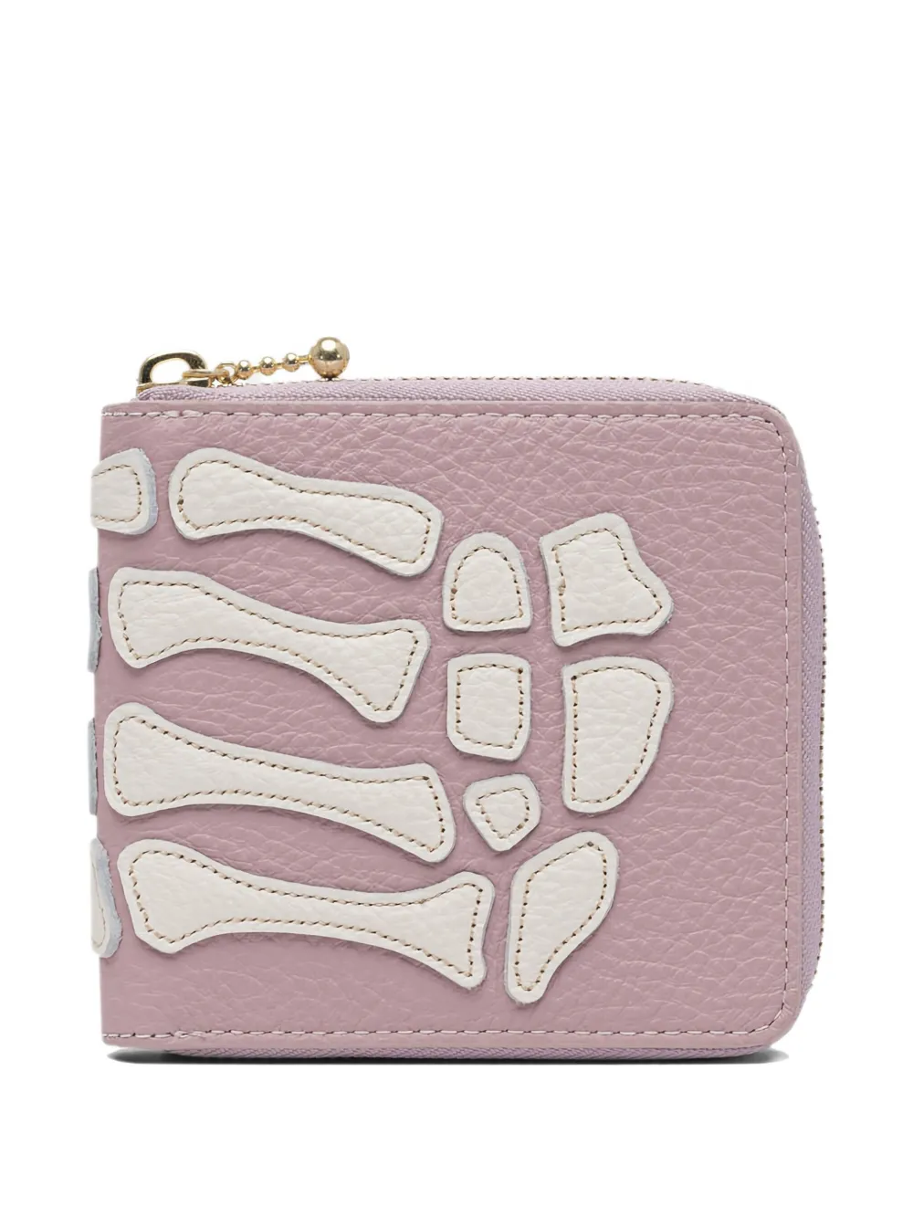 bone-detailed zip-around wallet