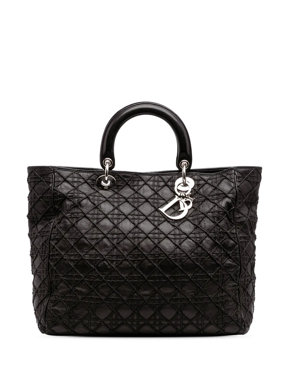 Christian Dior Pre-Owned 2008 ラムスキン カナージュ レディ ディオール ソフト トートバッグ - ブラック Christian Dior Pre-Owned 2008 ラムスキン カナージュ レディ ディオール ソフト トートバッグ - ブラック