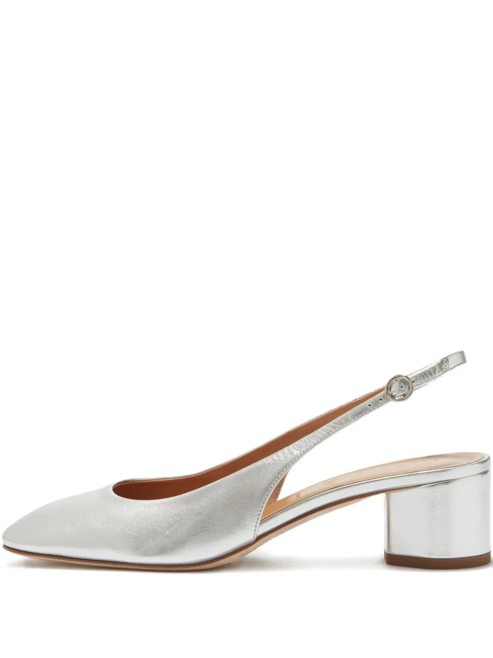 Aeyde 55mm Romy slingback block-heel pumps Silver