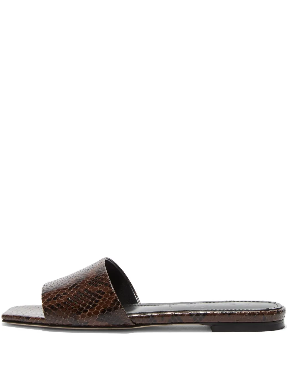 Aeyde Anna snakeskin-effect square-toe sandals | Brown | Image 1