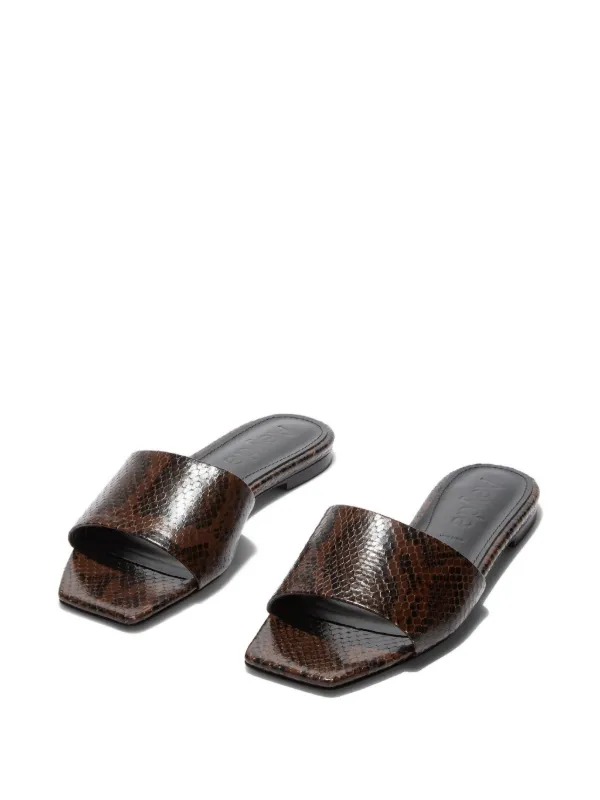 Aeyde Anna snakeskin-effect square-toe Sandals Brown FARFETCH