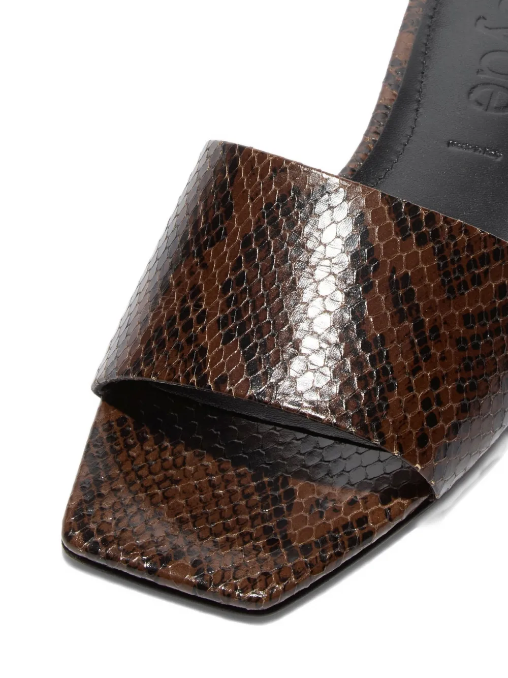 Aeyde Anna snakeskin-effect square-toe sandals Bruin