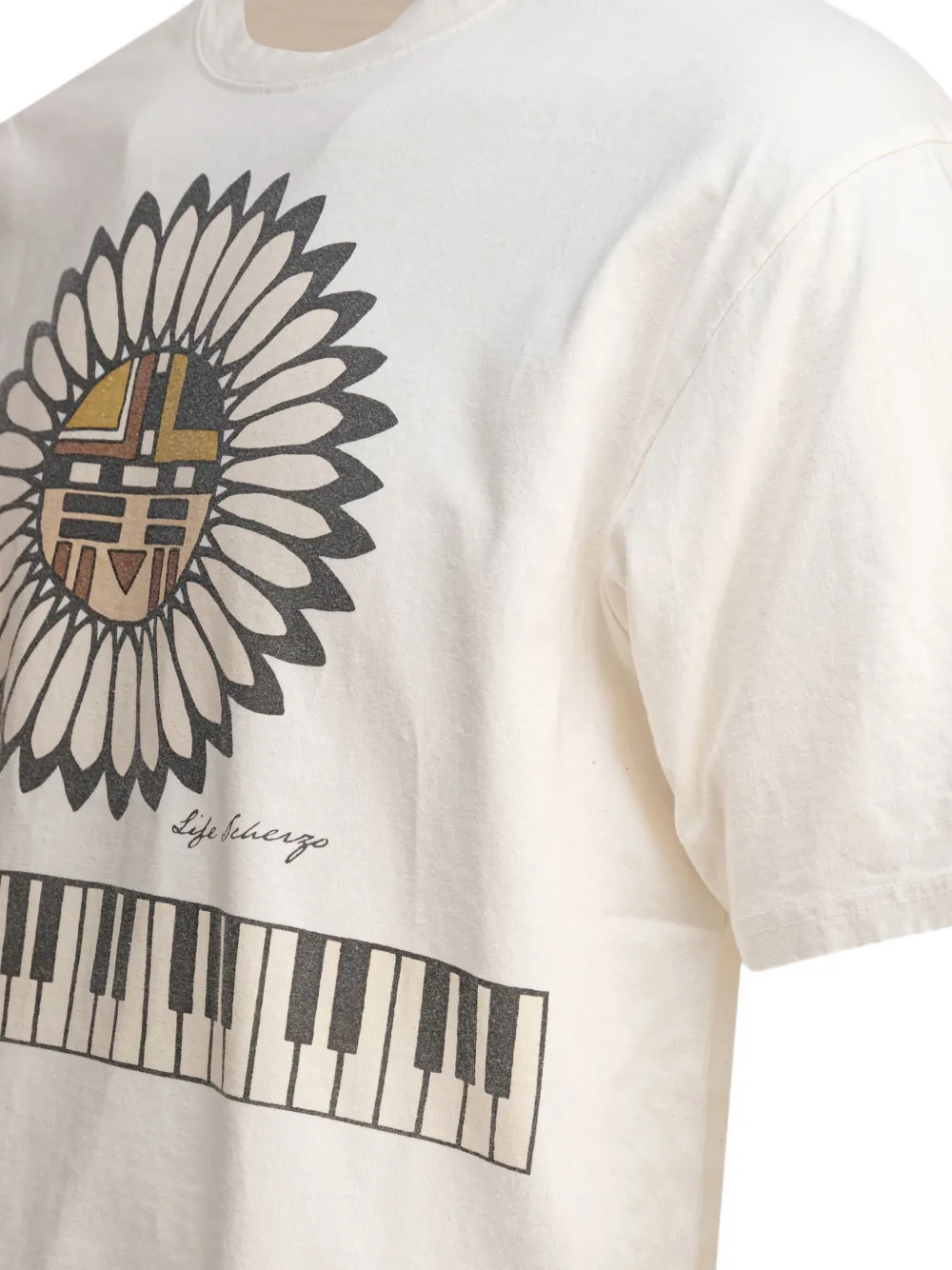 KAPITAL T-shirt met bloemenprint Beige