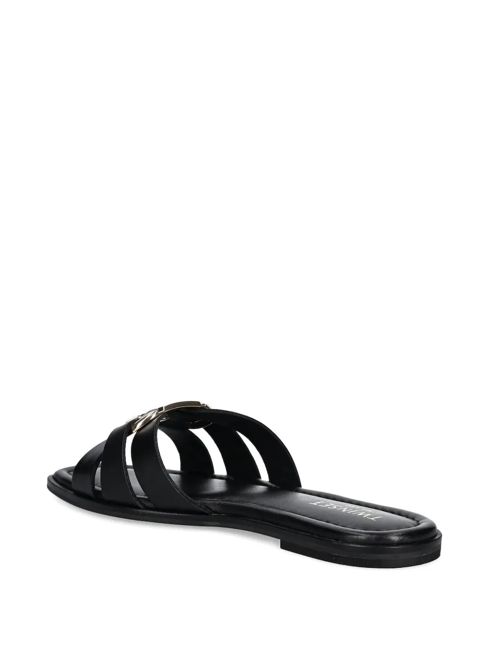 Twinset Crossover Flat Sandals In Black
