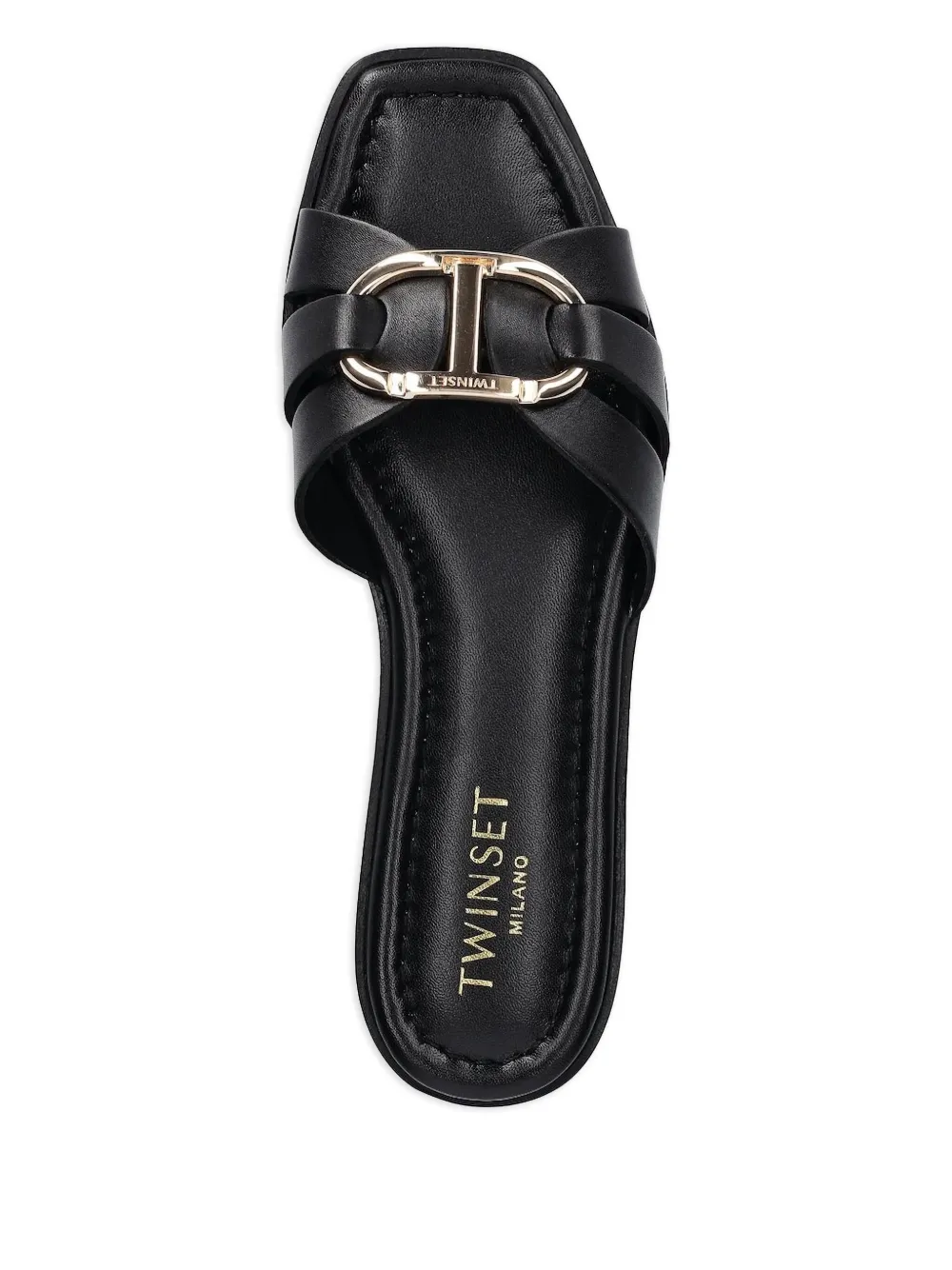 TWINSET crossover flat sandals Black