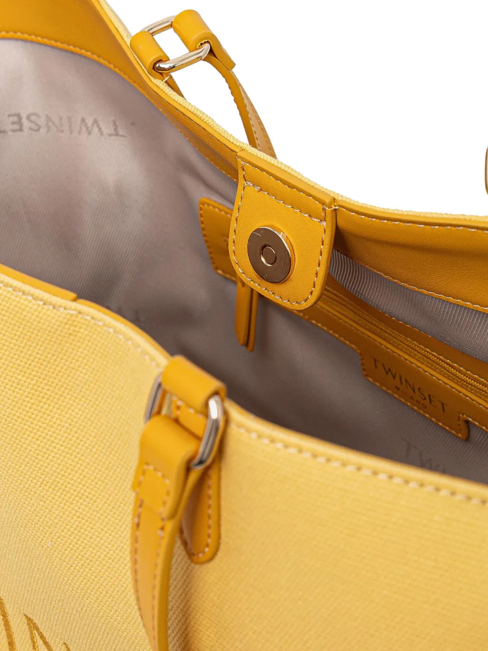 TWINSET Shopper met geborduurd logo Geel