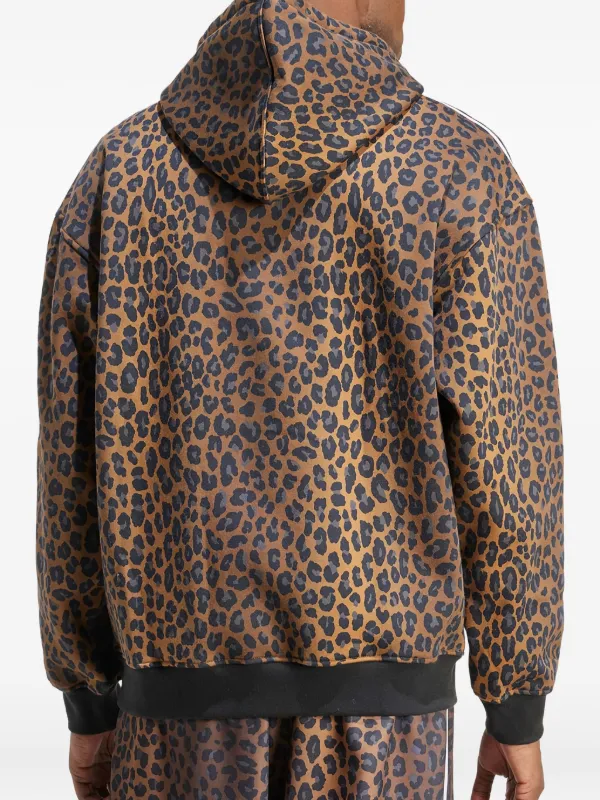 Adidas Firebird leopard-print Hoodie | Brown | FARFETCH