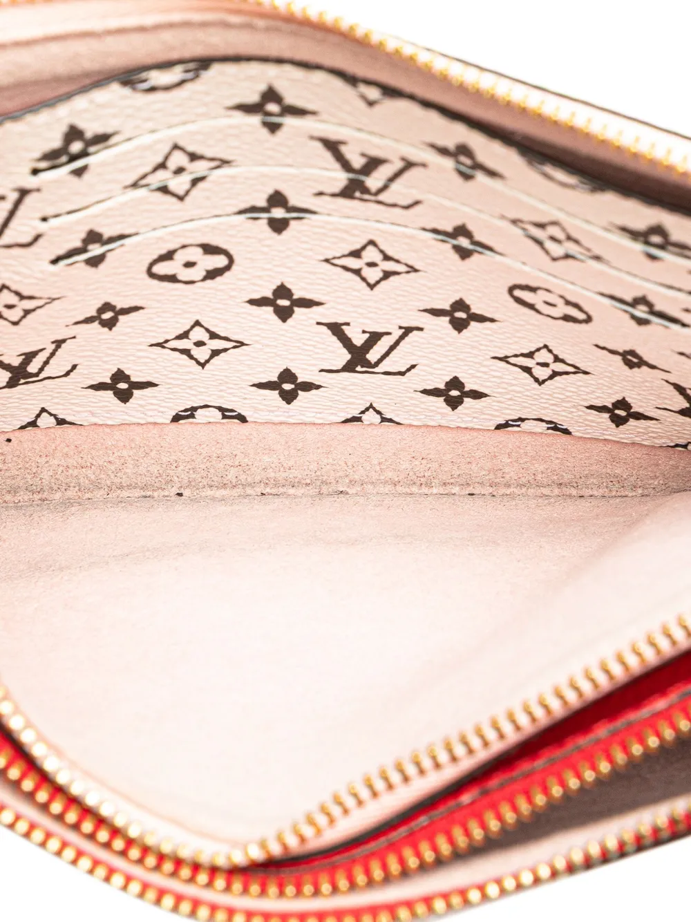 Pre-owned Louis Vuitton 2019 Limited Edition Monogram Giant Double Zip Pochette Crossbody Bag In Red
