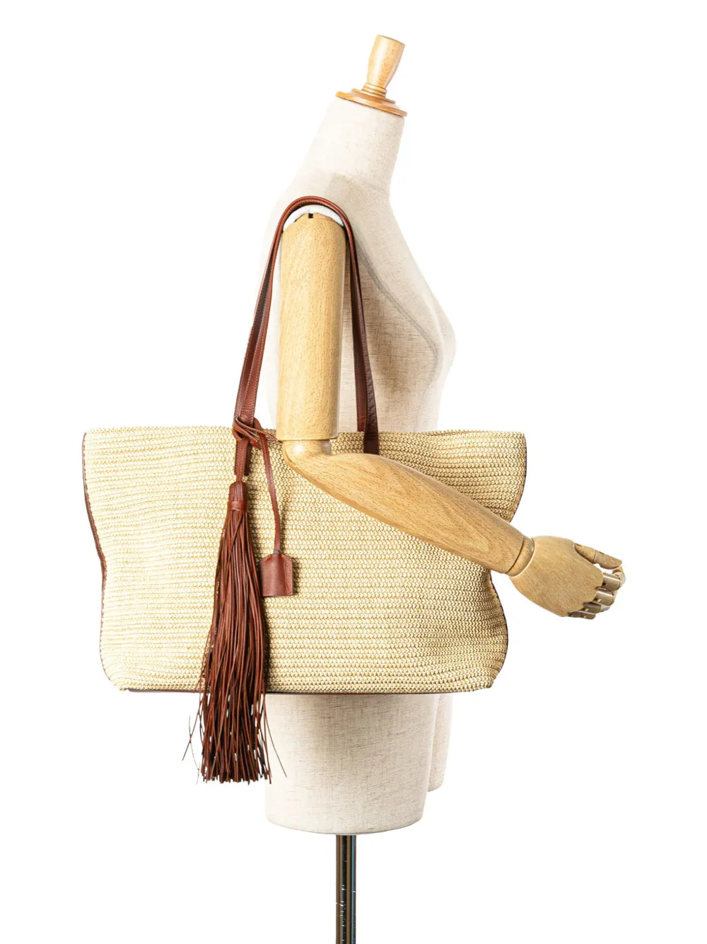 Pre-owned Saint Laurent 2018 Raffia East West Shopper Tote Bag