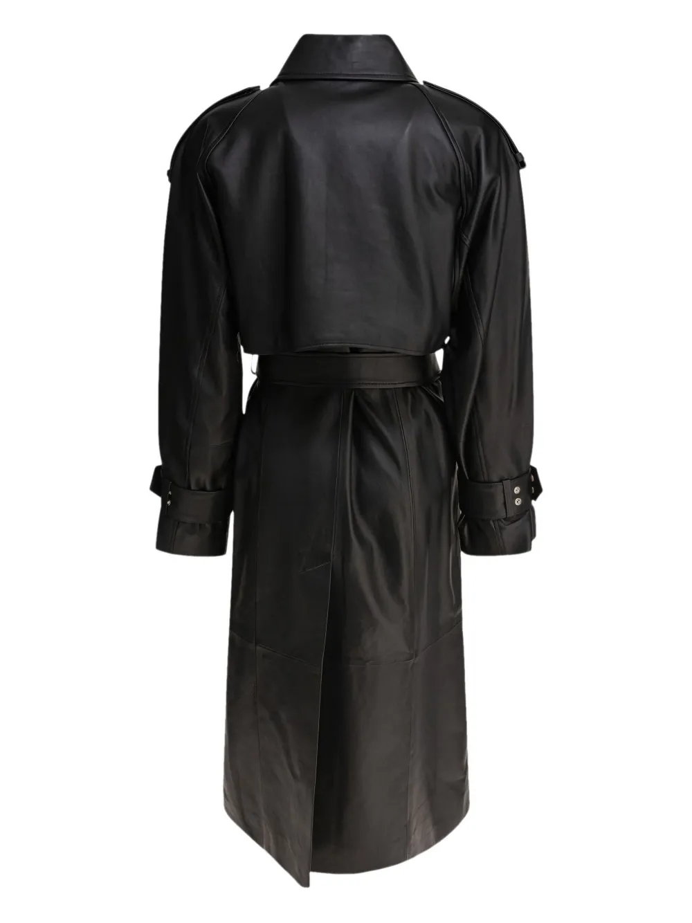 IVY OAK belted leather trench coat - Zwart