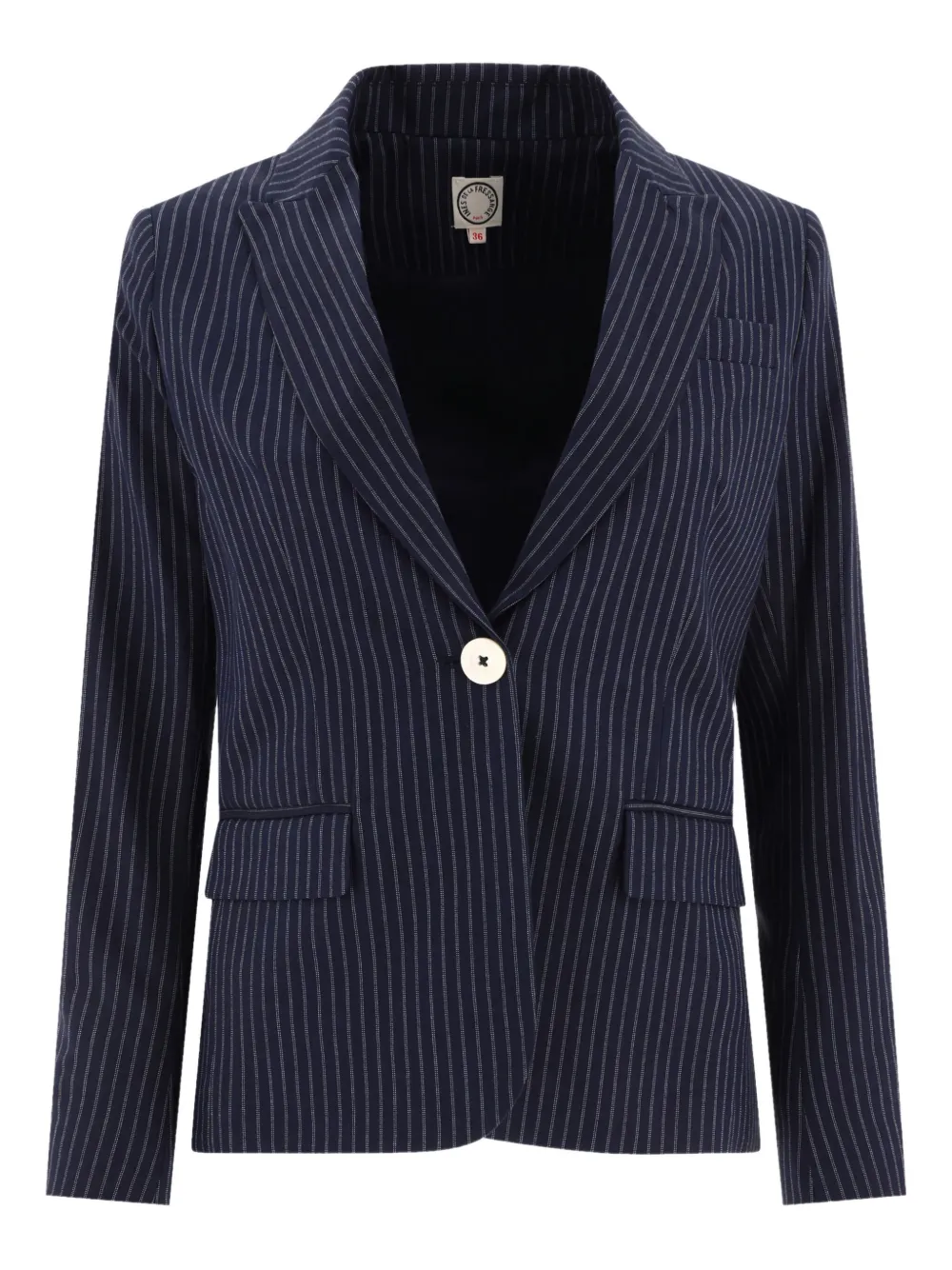 Ines De La Fressange Pinstripe-pattern Single-breasted Blazer In Blue