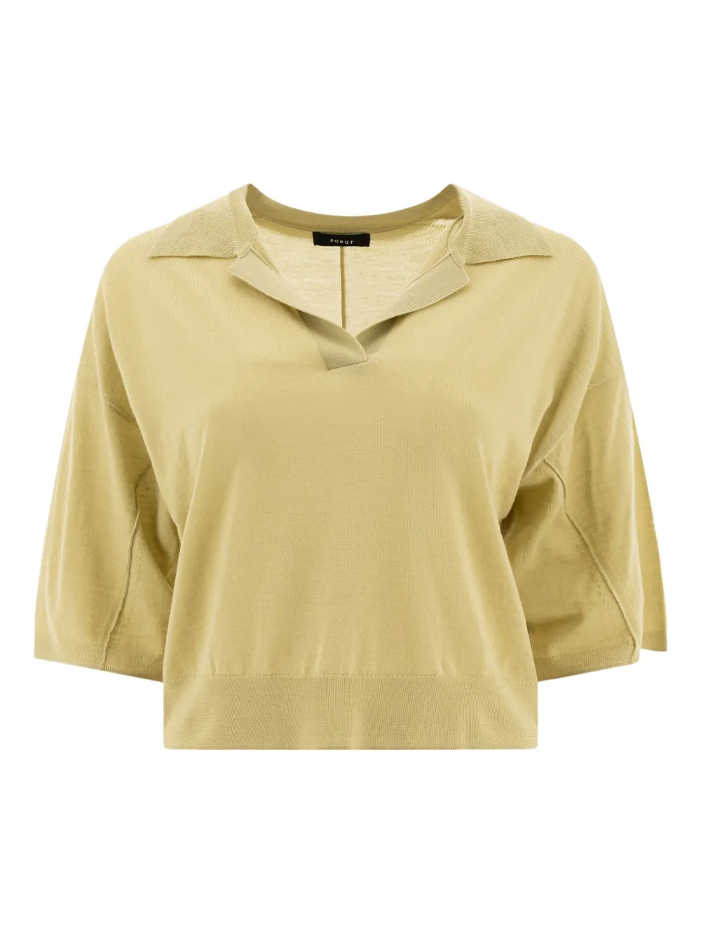 Soeur Ribbed Detail Polo Shirt In Yellow