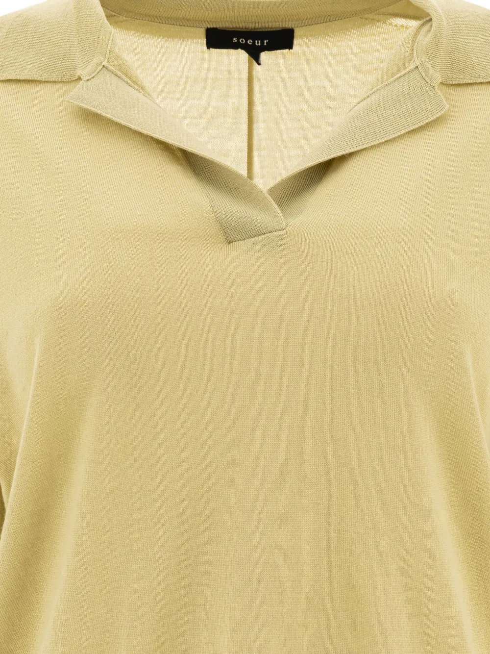 Soeur Ribbed Detail Polo Shirt In Yellow