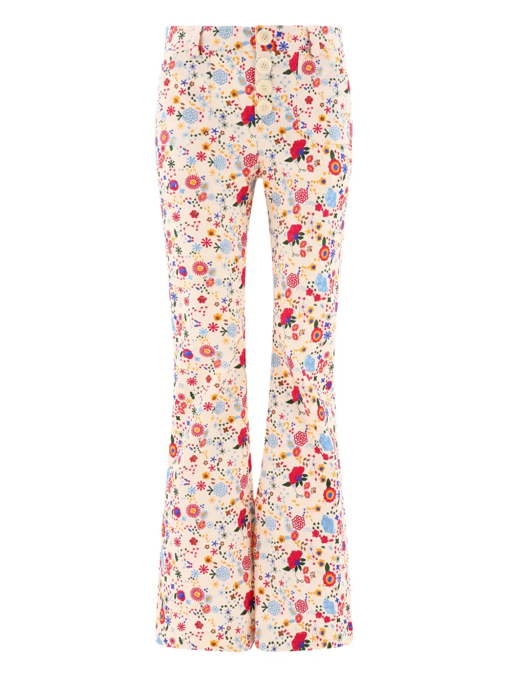 Ines De La Fressange floral-embroidered trousers | Neutrals | Image 1