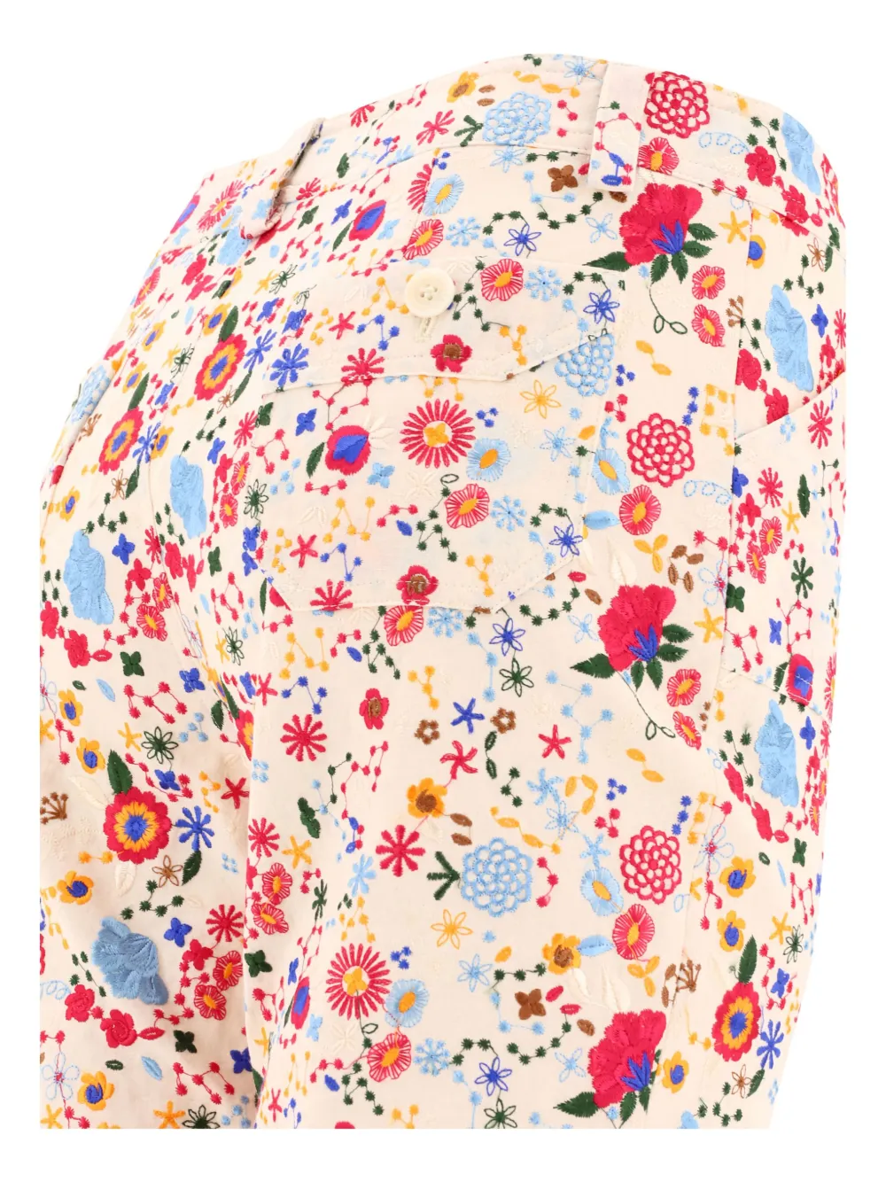 Ines De La Fressange Broek met geborduurde bloemen Beige