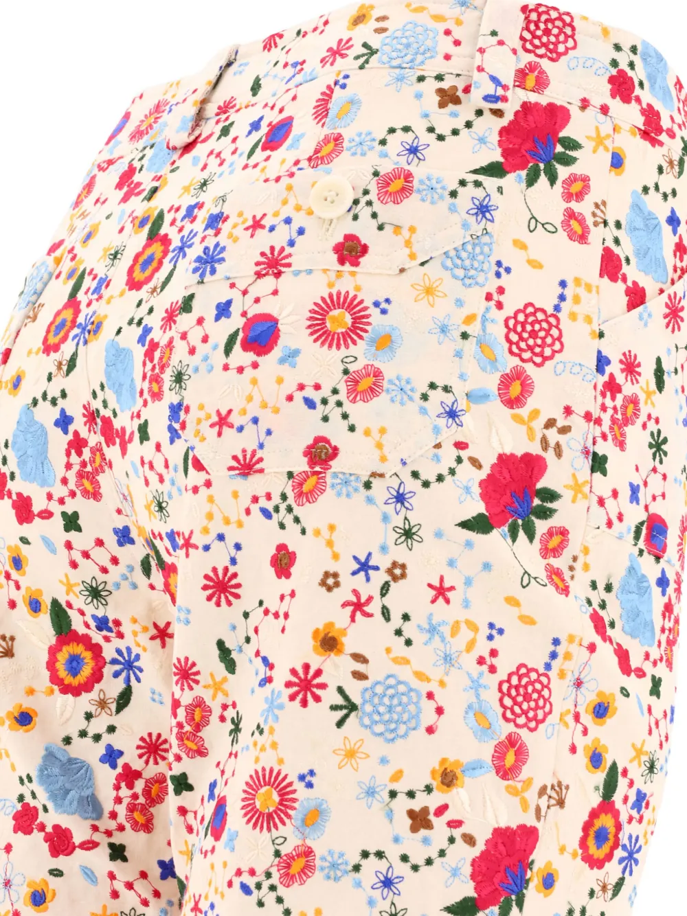 Ines De La Fressange Broek met geborduurde bloemen Beige