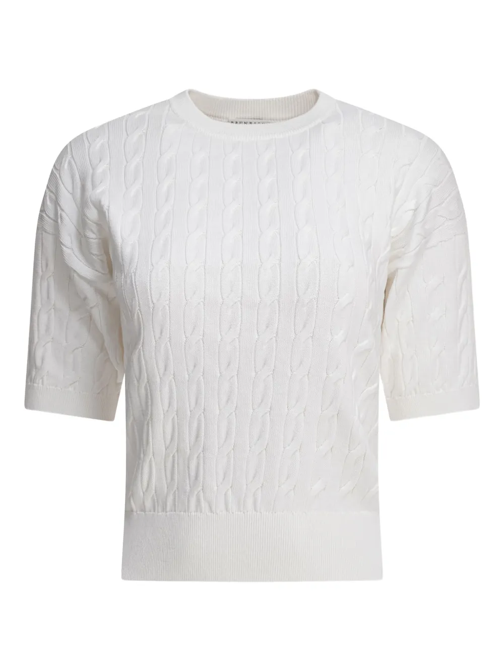 cable-knit short-sleeve top