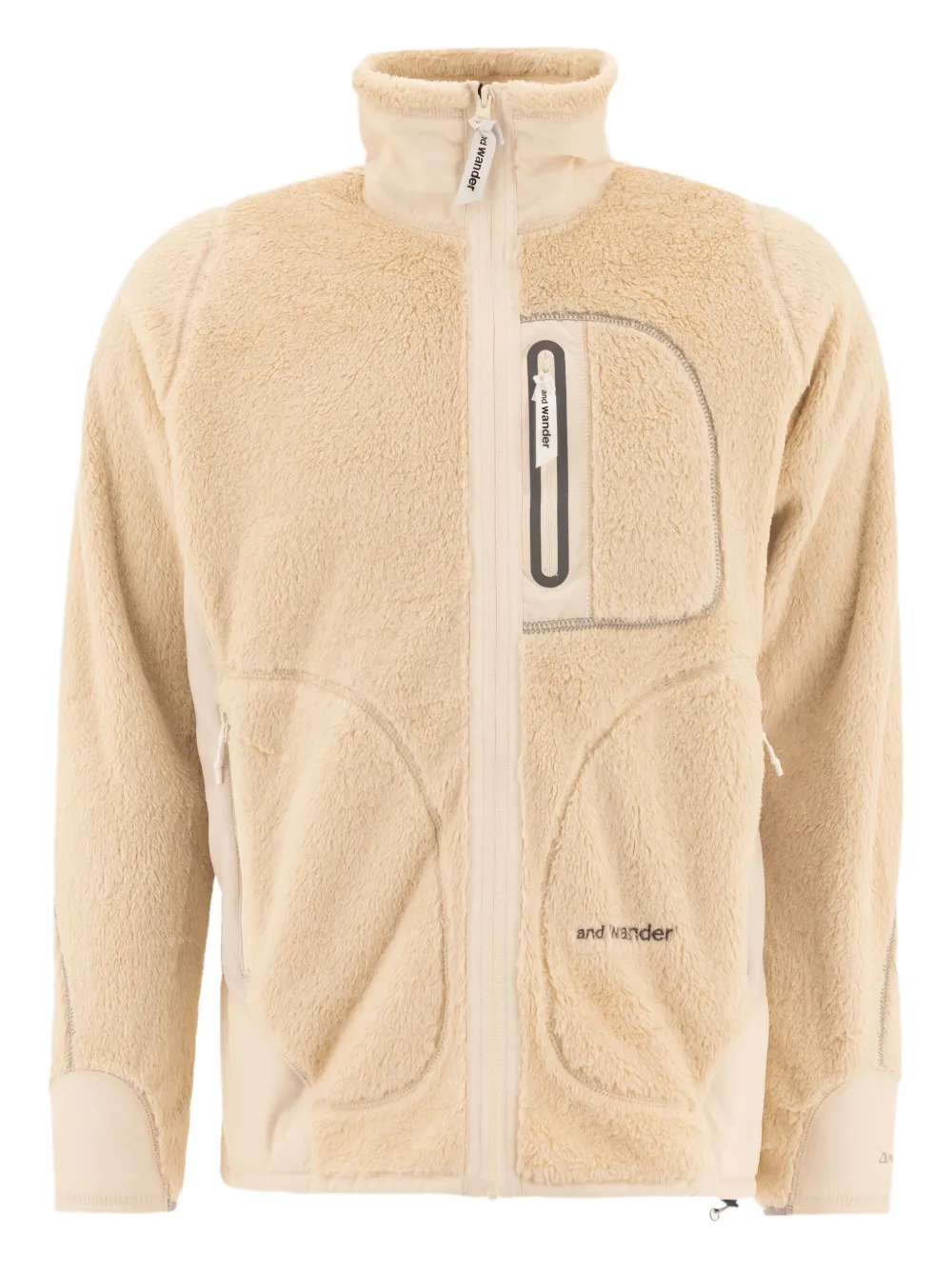 And Wander high-collar fleece jacket Beige