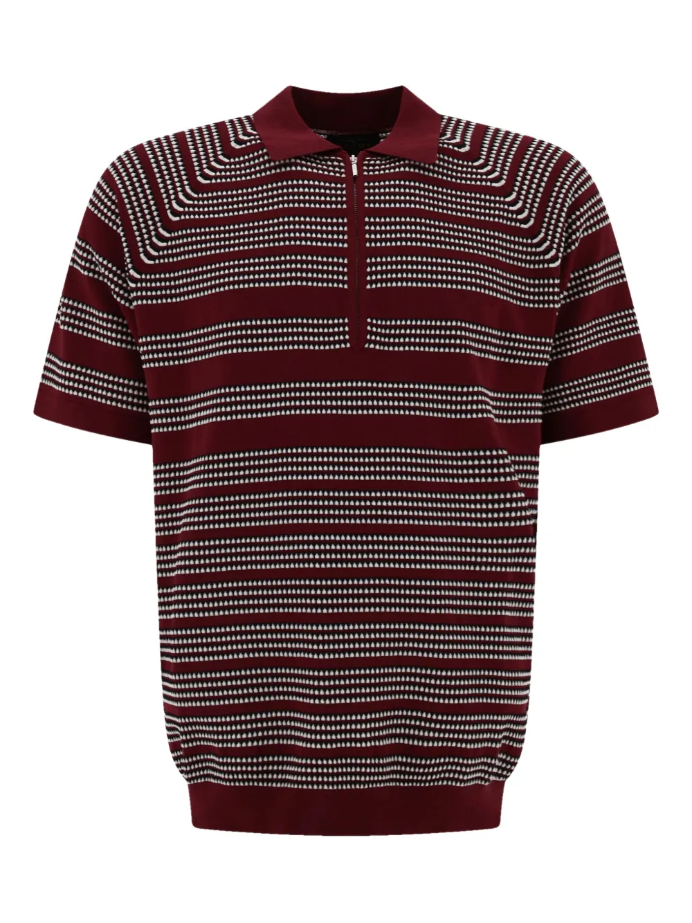 BEAMS PLUS jacquard half-zip polo shirt Rood