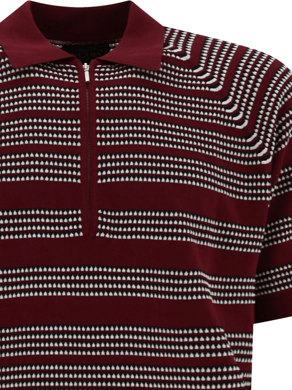 BEAMS PLUS jacquard half-zip polo shirt Rood