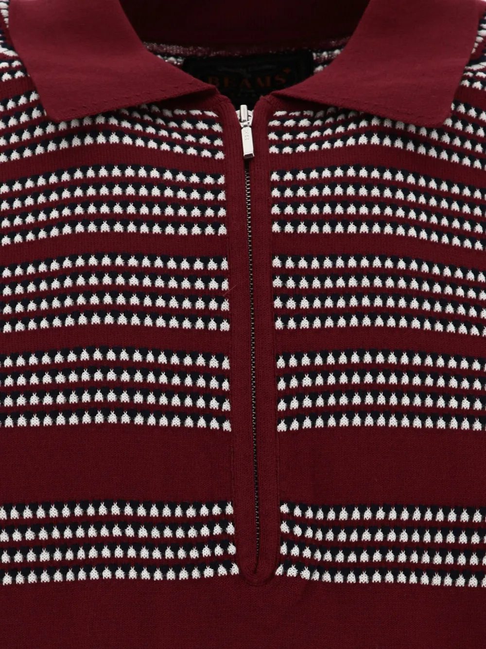 BEAMS PLUS jacquard half-zip polo shirt Rood