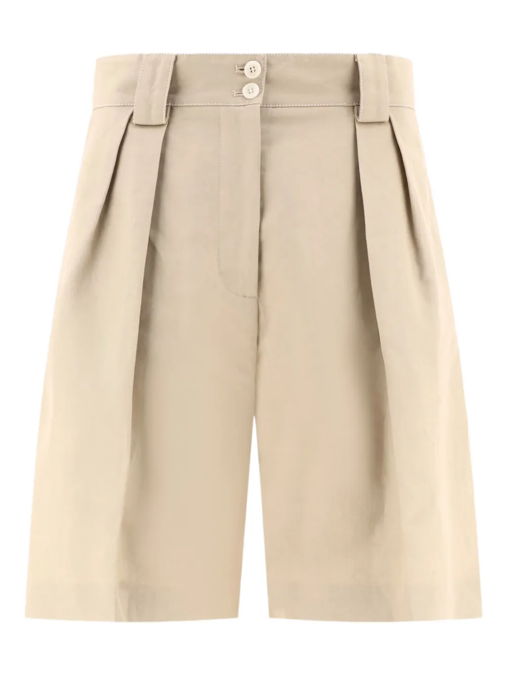 Ines De La Fressange Pleated Cotton-linen Blend Shorts In Neutral
