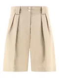 Ines De La Fressange pleated cotton-linen blend shorts - Neutrals