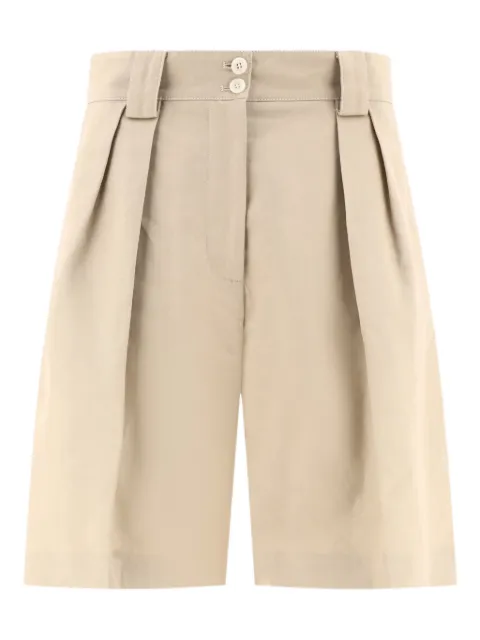 Ines De La Fressange pleated cotton-linen blend shorts