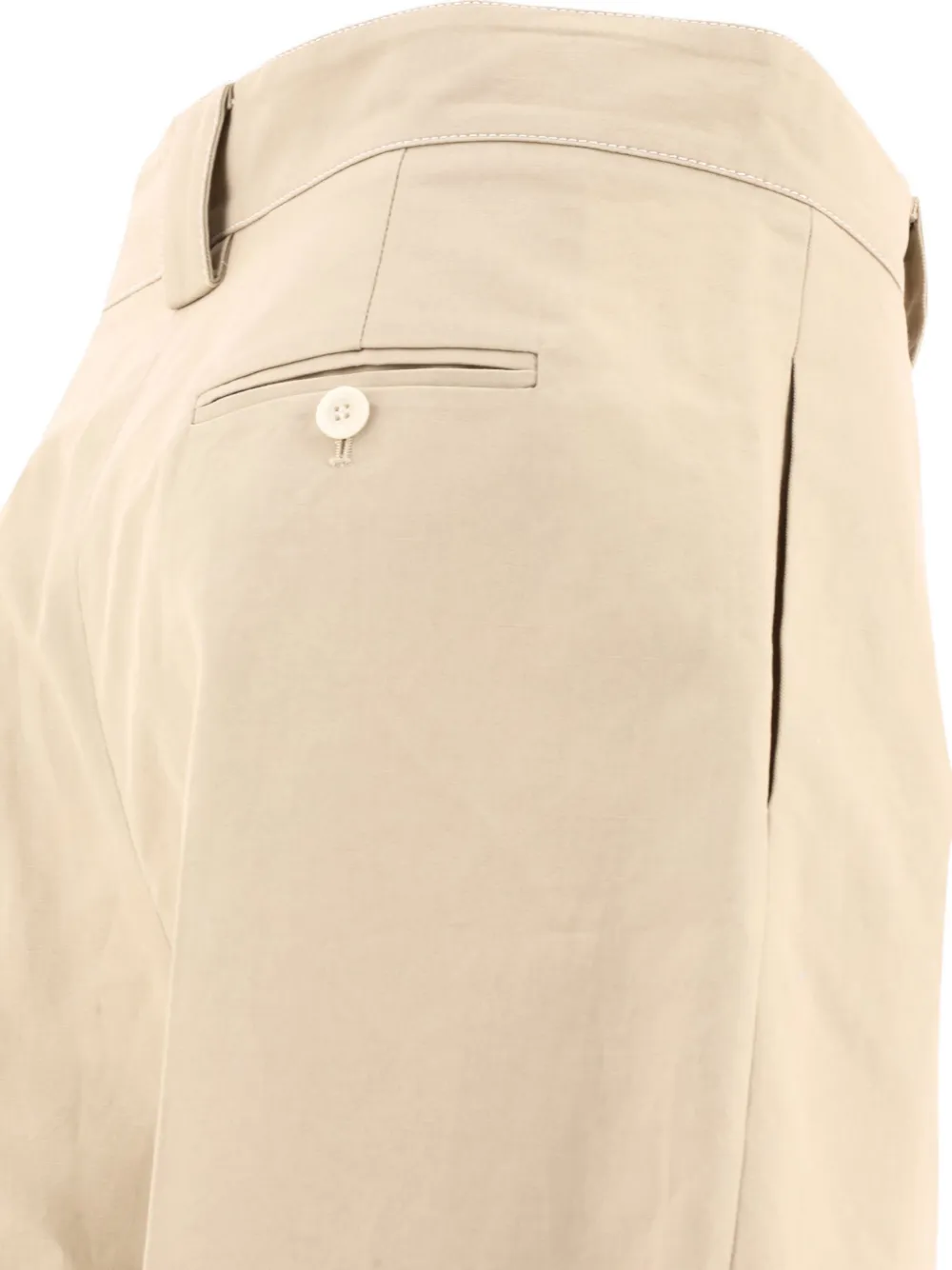 Ines De La Fressange Pleated Cotton-linen Blend Shorts In Neutral