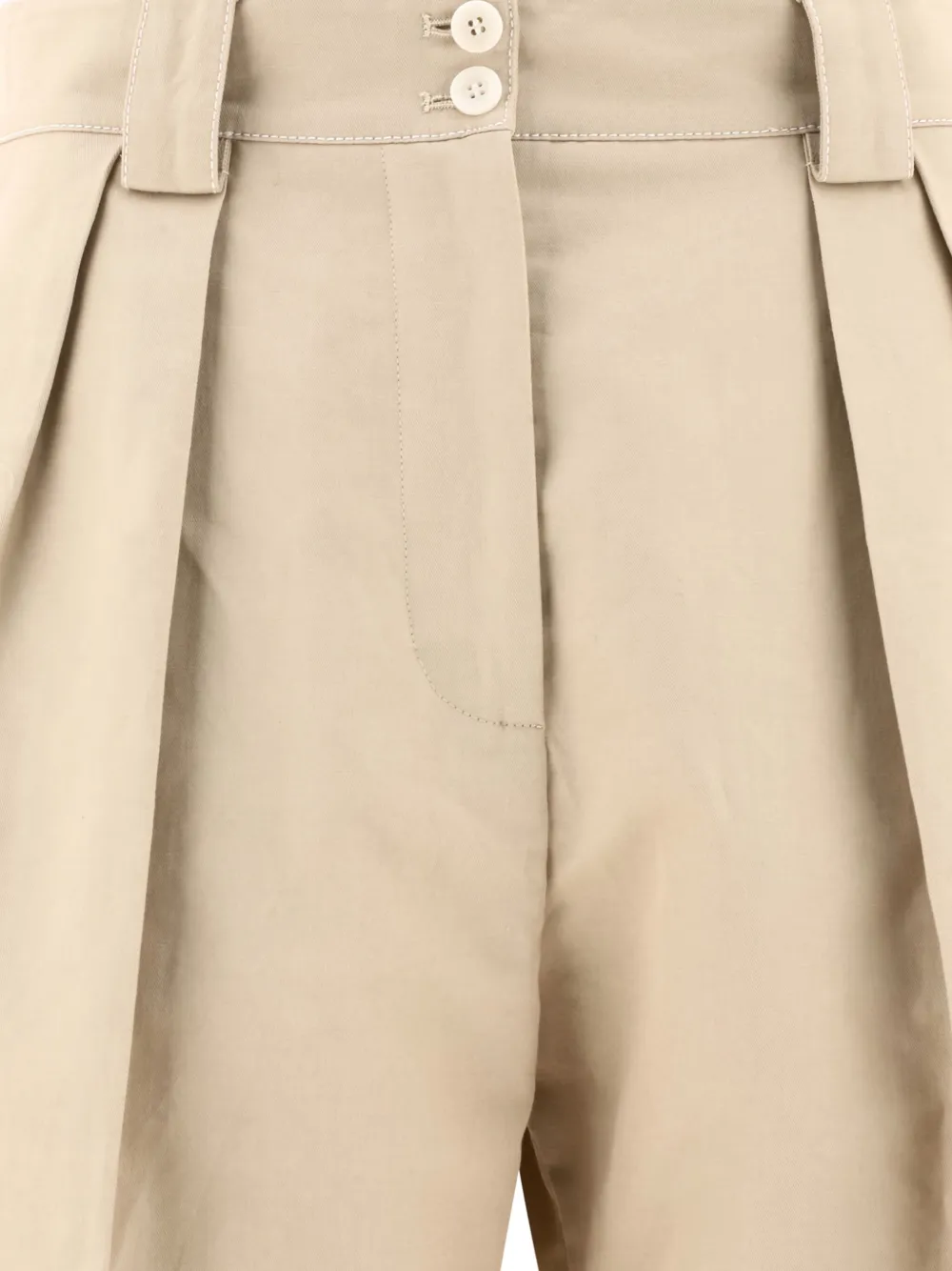 Ines De La Fressange Pleated Cotton-linen Blend Shorts In Neutral