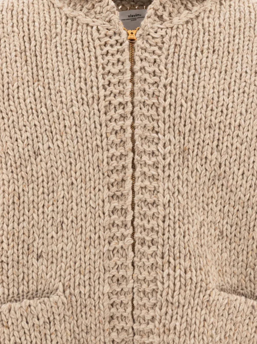 visvim Cowichan handgebreid vest met rits Beige