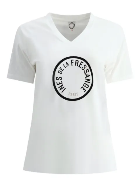 Ines De La Fressange logo-print V-neck T-shirt